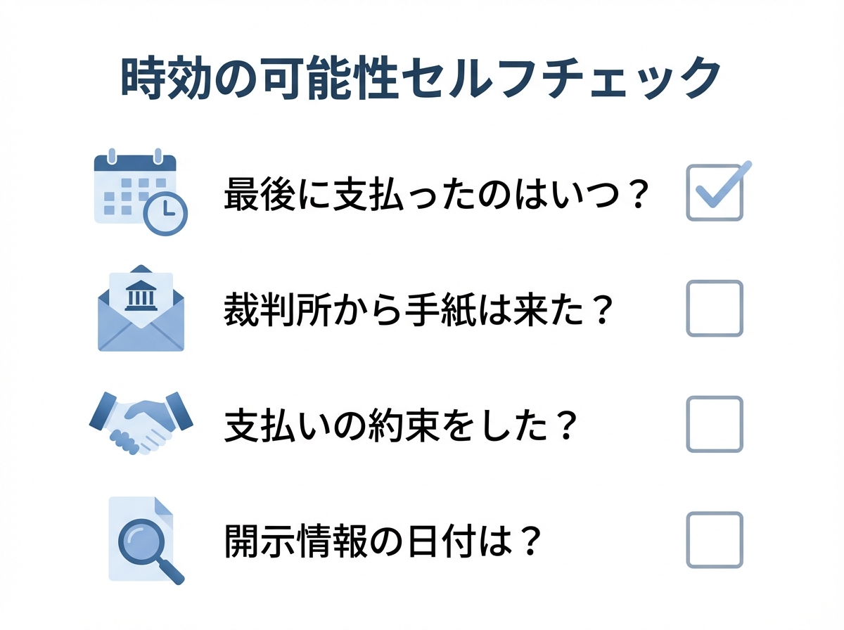 時効援用の可能性があるかを自分で確認するためのセルフチェックリストの図解